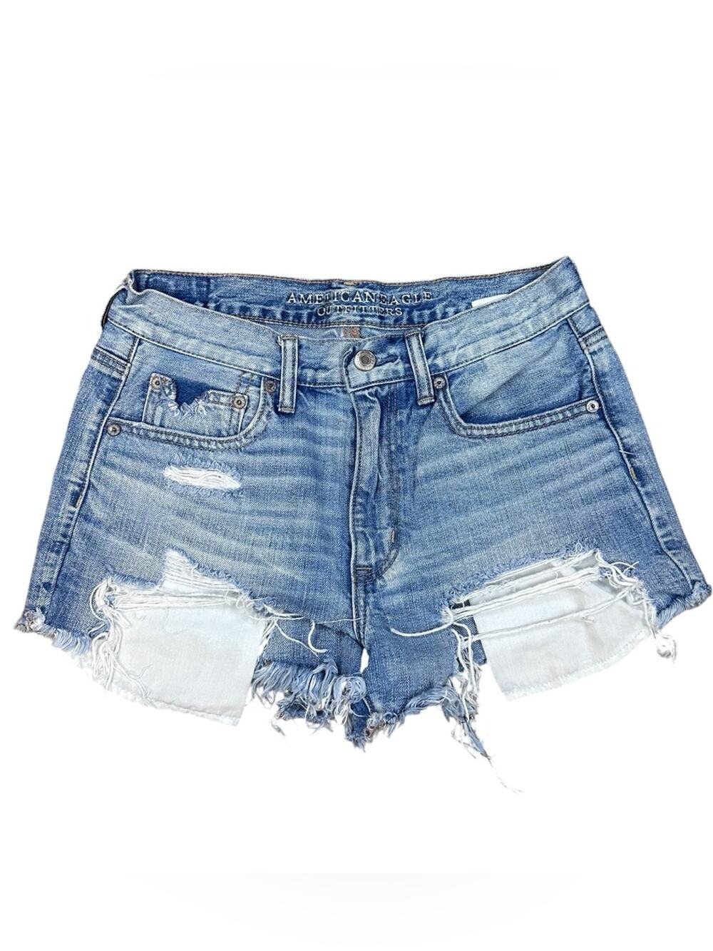 American Eagle Vintage High Rise Festival Cut Off Distressed Denim Shorts Size 6